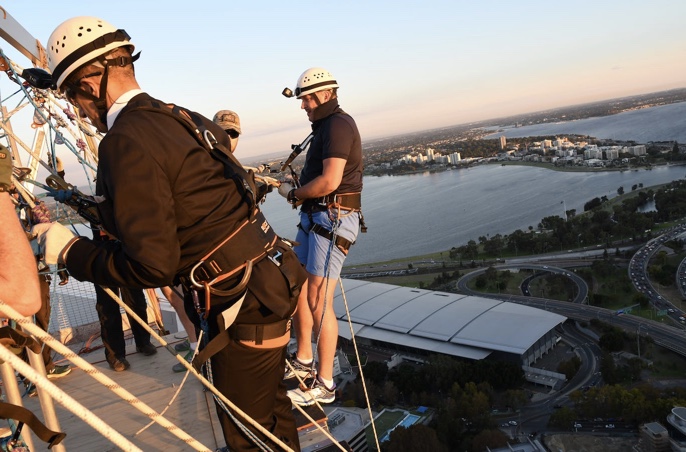 Abseiling down skyscraper for fundraising