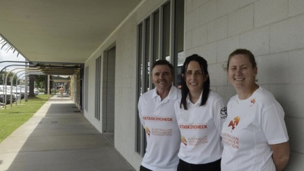 Three of the six walkers fundraising for skin cancer research