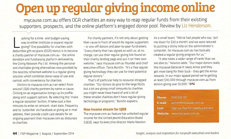 mycause review in Fundraising and Philanthropy Magazine